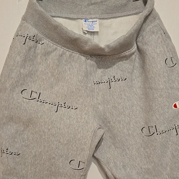 Champion Light Gray Joggers with Logo Men's LARGE - Picture 8 of 12